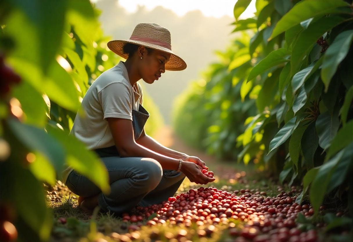 Coffee Farmer while cultivation