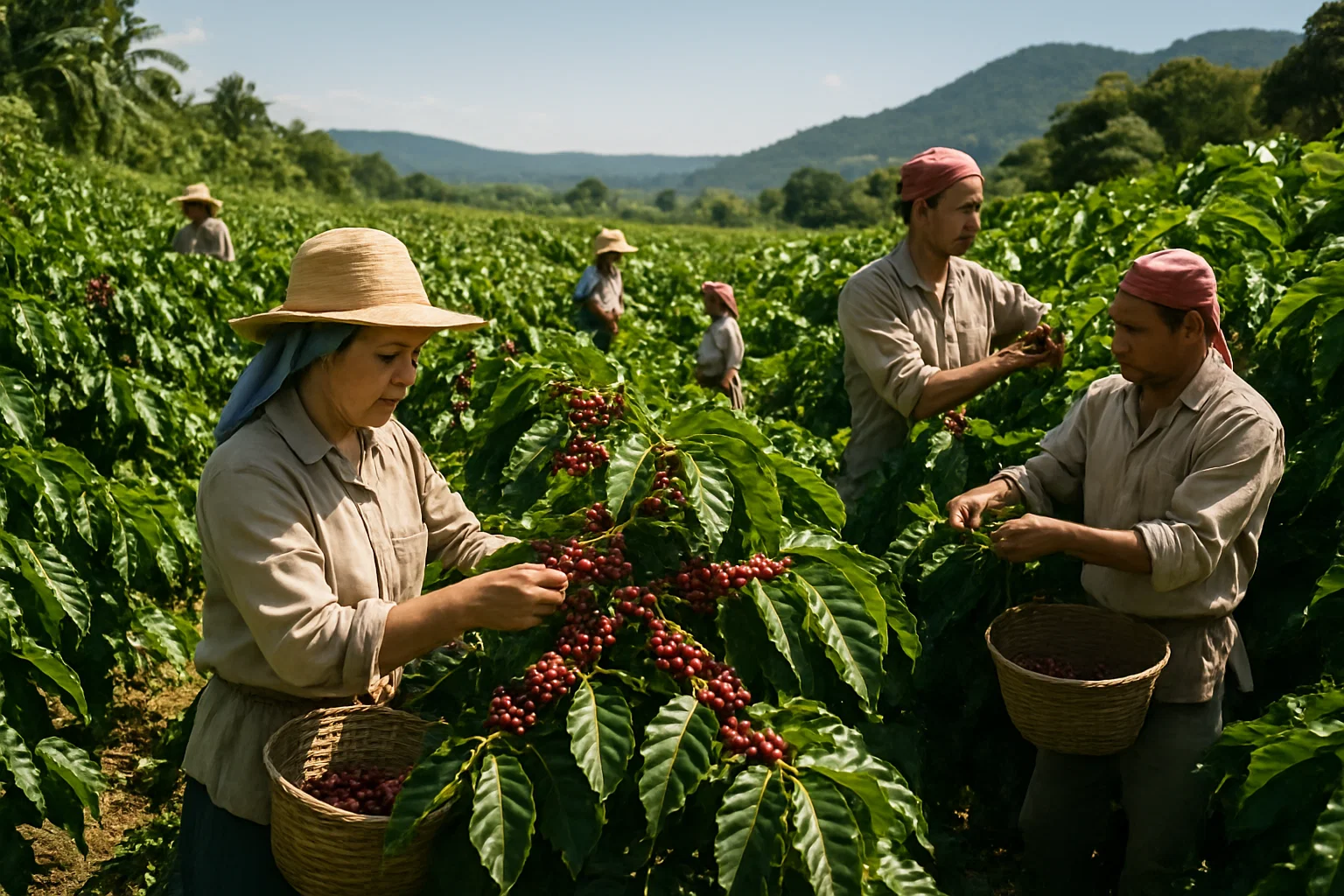 Harvesting in Coffee Plantation