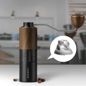 Jinsei Coffee Manual Coffee Grinder Stainless Steel Conical Burr with Metal and Wood Design JS KM6